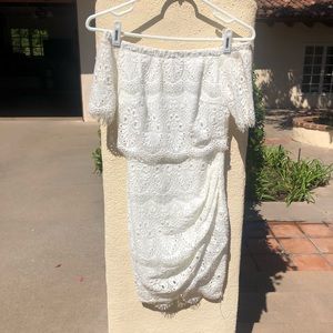 White Lacy Off -the-Shoulder Mini Dress